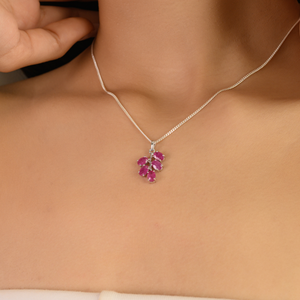 Pendentif Arbre de Vie en Rubis Véritable, Sertissage à Griffes, Plaqué Rhodium, Argent Sterling 925, Breloque Fine Faite à la Main, Bijou de Fête, Vente Chaude - Product Image 4