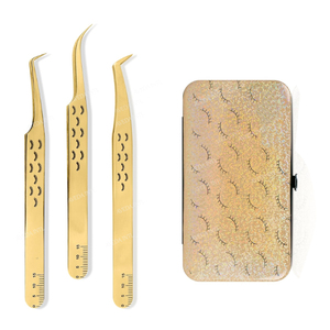 Pince à cils à pointe en fibre pour extensions de cils volume, avec logo personnalisé, impression dorée, marque privée - Product Image 1