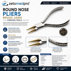 Pince à bec rond en laiton, outils de perçage, outil de fabrication de bijoux sans rayures ZetomedPro - Product Image 5
