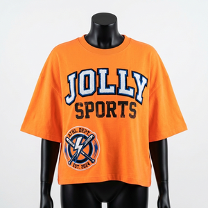 Camiseta Premium de Algodón Jersey 220 GSM para Mujer, Talla Grande, Color Naranja, Estilo Urbano, con Estampado Gráfico y Parche, de Secado Rápido - Product Image 3