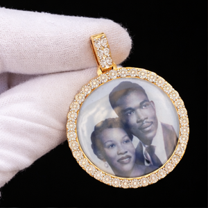Customized Iced 925 Silver Gold Plated Geometric Tikli Setting Moissanite Photo Pendant Necklace Men's Hip Hop <b>Memory</b> Jewelry - Product Image 2