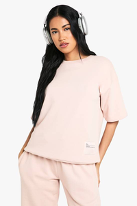 Sweat-shirt oversize pour femme, col rond, manches longues, 100% coton, hiver, avec logo personnalisable sur le devant - Product Image 4