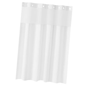 Tenda da Doccia 2-in-1 Impermeabile con Tessuto a Nido d'Ape e Rivestimento a Scatto 240 GSM, Design Senza Ganci, Finestra Trasparente - Product Image 1