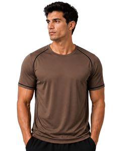 Manufacturer Custom Mocha Brown Mens Athletic <b>TShirt</b> Quick Dry Breathable Gym Workout Running <b>Polyester</b> Sports Tee Activewear - Product Image 1