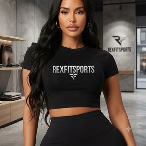 REXFITSPORTS 2026 เสื้อครอปออกกำลังกายสำหรับผู้หญิง ชุดโยคะ ชุดฟิตเนส ชุดออกกำลังกายแบบสั่งทำพิเศษ แบรนด์ส่วนตัว เสื้อผ้าออกกำลังกาย OEM - Product Image 2
