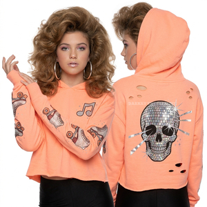 Sweat à capuche zippé noir effet délavé pour femme, motif casque de Viking, impression maille de chaîne, flèche et crâne percé, style streetwear nordique - Product Image 4