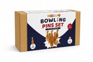 <b>Wooden</b> <b>Skittles</b> Set With Ball Polished Natural Finish Sports Game For Indoor Play - Product Image 3