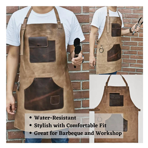 High Quality Buffalo Leather BBQ <b>Apron</b> Custom Size Waterproof Kitchen Use <b>Apron</b> Heat Resistant Welding <b>Work</b> <b>Apron</b> - Product Image 4
