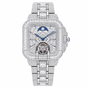 Luxury Women's <b>Diamond</b> <b>Watch</b> Rectangle Stainless Steel Case Moon Phase Mechanical Analog Dial - Product Image 5