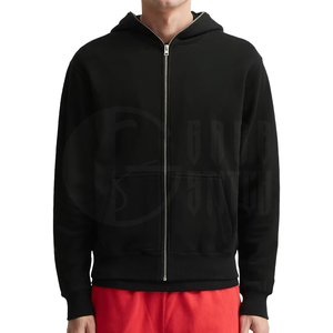 Sudaderas con capucha unisex de cremallera completa, de felpa francesa suave, estilo urbano casual, cortas, ecológicas, con cremallera frontal completa y bolsillo canguro. - Product Image 3