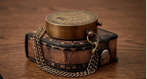 TMI <b>Retro</b> Brass Nautical Handcrafted Compass Metal Pin Analog Dial Multi-functional Portable Outdoor Navigation Tool Leather - Product Image 1