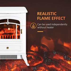 Caminetto Elettrico 750/1500W Bianco con Fiamme LED Realistiche, Vetro Temperato, Installabile a Parete o Autoportante, Funzioni di Sicurezza Anti-Surriscaldamento - Product Image 5