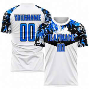 Maillot de football personnalisé à col en V, respirant, unisexe, à manches courtes, en polyester anti-humidité, taille élastique, pour équipe, blanc - Product Image 3