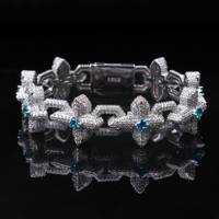 AMBER JEWELS Luxus 14K Massivgold Hip-Hop Tennis-Armband mit Laborgezüchteten Steinen Blumenmuster IGI-Zertifiziert Unisex Geschenk Gold