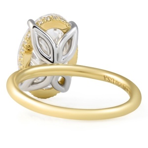 4.21 ct Oval Cut Diamond Engagement <b>Ring</b> Two Tone 4 Prong Solitaire <b>Ring</b> 18K Yellow Gold Slim Band Promise <b>Ring</b> IGI certified - Product Image 5