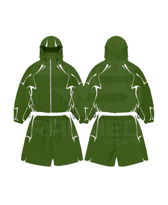 2026 Trending Yellow Hooded <b>Tracksuit</b> 2 Piece Zipper Jacket Shorts Quick Dry Summer Wear Streetwear Loose Fit <b>Tracksuit</b> - Product Image 3