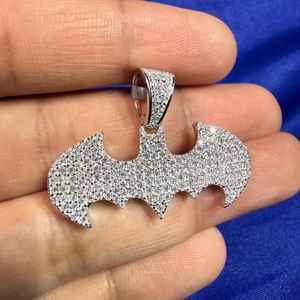 Pendentif symbole chauve-souris en moissanite de haute qualité, unisexe, serti de pierres, en argent 925, bijoux fins, pendentifs et breloques - Product Image 6