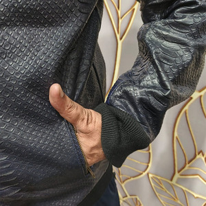 Men's Premium <b>Genuine</b> <b>Leather</b> <b>Jacket</b> Casual Stand Collar Zipper Closure Breathable Winter Stylish Outerwear - Product Image 4