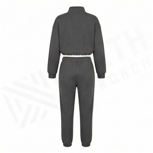 <b>Women</b> 2-Piece Tracksuit Set <b>Half</b>-<b>Zip</b> <b>Sweatshirt</b> Jogger Pants Solid Color Casual Loose Fit Full Length Drawstring Closure Autumn - Product Image 2