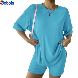 Conjunto de Verano de Dos Piezas, Camiseta y Pantalones Cortos a Juego, con Logotipo Personalizado, en Algodón, Tendencia de Verano - Product Image 4