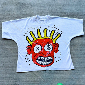 Camiseta Oversize para Hombre con Estampado Gráfico Personalizado, Estilo Urbano, Algodón Lavado Vintage, Unisex, Diseño Graffiti, Venta al Por Mayor OEM - Product Image 1