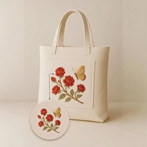 Sac fourre-tout tendance en toile de coton naturel, personnalisable avec logo, écologique, réutilisable, taille moyenne, multi-usages, avec poignées en coton pour boutiques de papeterie - Product Image 1