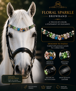 Diadema de Lujo para Caballo con Cristales en Forma de U, Multicolor, Accesorios para Brida de Doma, Artículos Ecuestres - Product Image 6