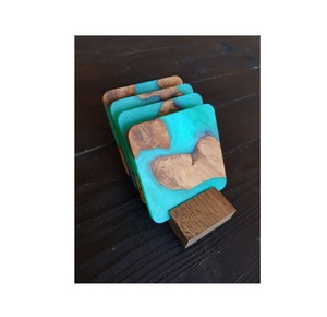 New Arrival Wooden Resin Coaster Cup Mats New Style Coasters for <b>Kitchen</b> <b>Table</b> Hotel Use <b>Square</b> Design Pads Mats Coaster Sets - Product Image 4