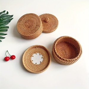 Braided rattan <b>boxes</b> <b>for</b> <b>storage</b> & <b>decor</b> low cost box container with ceramic lid excellent quality - Product Image 5
