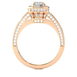 Anillo de Diamantes Ovalado con Halo en Oro Rosa, Diamante Cultivado en Laboratorio, Joyería Nupcial para Mujer, Regalo de Aniversario - Product Image 4