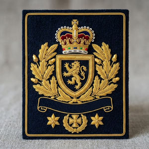 Parche de escudo de corona de laurel bordado a mano con hilo de oro, insignia de estrella y chevron de fieltro verde, distintivo de servicio personalizado a medida - Product Image 6