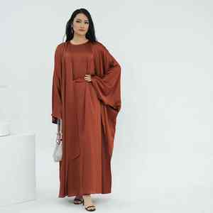 Abaya musulmane de luxe pour femme, style Dubaï, élégante, modeste, islamique, maxi, décontractée, col bateau, manches longues, respirante - Product Image 3