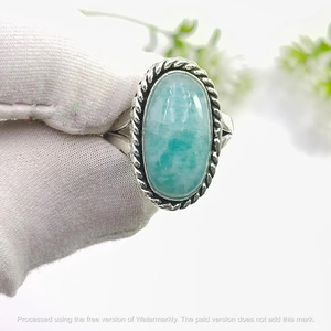 Anillo de Amazonita Natural en Plata de Ley 925, Joyería Artesanal con Piedras Preciosas, Anillo Estilo Boho - Product Image 5