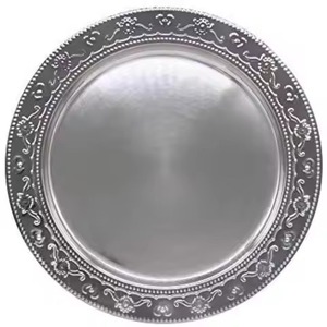 Assiette de présentation de luxe en acier inoxydable, finition dorée, pour mariage, hôtel, restaurant, banquet - Product Image 1