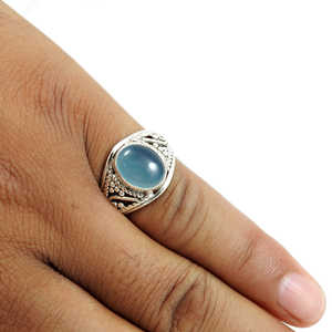Anillo de Plata con Calcedonia de Diseños Únicos, Joyería Étnica Bohemia a un Precio Razonable, Hecho de Plata de Ley 925 - Product Image 3