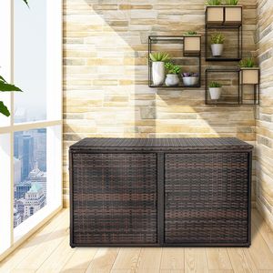 Brown Gradient Rattan <b>Locker</b> with Iron Frame Double Door <b>Storage</b> Unit - Product Image 3