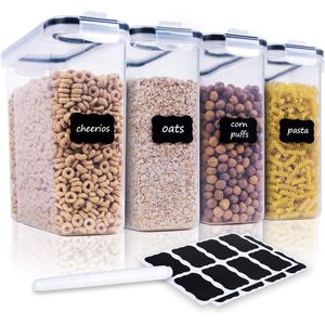 Set di 4 Contenitori Ermetici per Cereali Senza BPA, 135.2oz, Grandi Contenitori per Alimenti con Dispenser per la Conservazione dei Cereali - Product Image 1