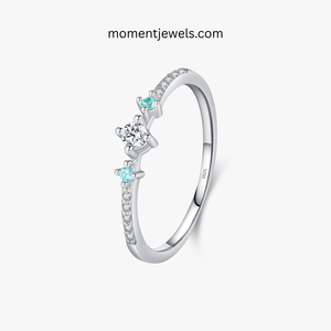 925 Silver Green Crystal <b>Ring</b> <b>Thin</b> Band CZ Gemstone Fine <b>Ring</b> for Women Party Gift - Product Image 1