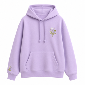 เสื้อสเวตเชิ้ตมีฮู้ดสีลาเวนเดอร์สำหรับผู้หญิงไซส์ใหญ่ แขนยาว ผ้าฝ้ายถัก สีพื้น ใส่ได้ในฤดูใบไม้ร่วง - Product Image 2
