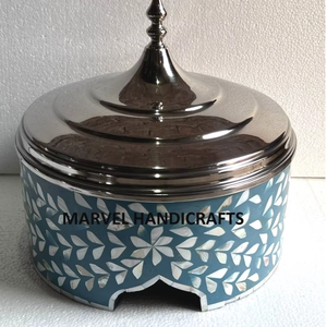 Casseroles de service tendance nacre en bois acier inoxydable chauffe-aliments hotpot vadrouille bol de service batteries de cuisine golfe ksa - Product Image 2