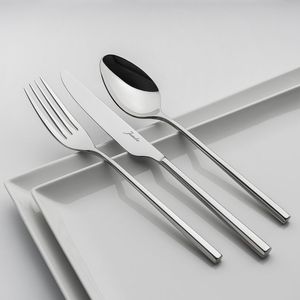 Juego de Cubiertos de Acero Inoxidable con Líneas Verticales Acanaladas, Juego de Cubiertos Plateados, Cuchara, Tenedor, Cuchillo, Juego de Cubiertos para Mesa de Comedor - Product Image 4