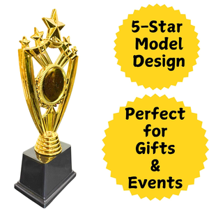 Trofeo de Lujo con Estrella Dorada, Premio de Campeonato Premium con Diseño de Múltiples Estrellas y Base Negra Elegante para Deportes - Product Image 5