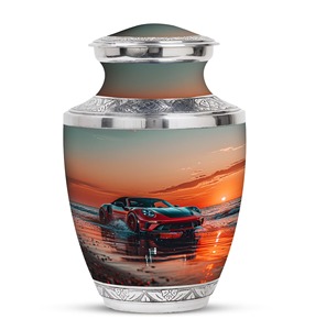 Urna Funeraria Personalizada para Cenizas de Adulto, Diseño Vintage de Coche Deportivo Verde Aurora Boreal, Urna Conmemorativa para Cenizas Humanas - Product Image 2