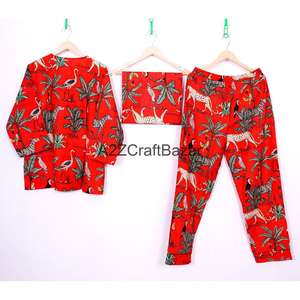 Pyjama en coton tricoté à imprimé floral pour femme, hiver, manches trois quarts, taille élastique, longueur intégrale, décontracté, romantique, luxueux, doux - Product Image 6