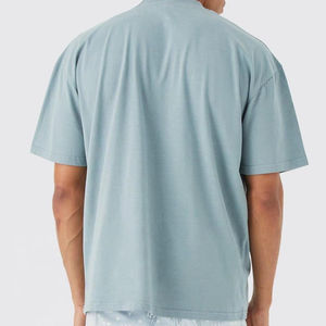 Camiseta de Cuello Redondo Extra Grande para Hombre, Color Azul Claro, 100% Mezcla de Algodón, Secado Rápido, Corte Regular Informal - Product Image 1