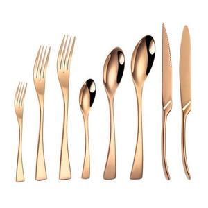 ชุดช้อนส้อมขัดทองพร้อมด้ามจับโลหะแบบแบนยาว,ชุดช้อนส้อมสแตนเลสโลหะคุณภาพสูงพร้อมที่จับ - Product Image 6