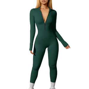 Conjunto Deportivo de Yoga para Mujer, de una Pieza, con Cremallera y Manga Larga, Ropa Deportiva para Gimnasio, de Algodón - Product Image 6