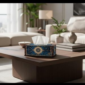 Decorative Wooden Tissue Box Cover Persian Pattern Tissue Holder Desktop Napkin <b>Case</b> for Living Room Hotel Aqudus Saleem Model - Product Image 4