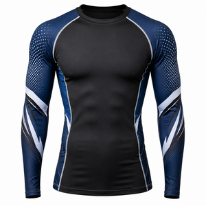 <b>Men's</b> Full Sleeve Rash Guard Lion Print Spandex/Nylon Breathable Quick Dry <b>Swim</b> Shirt Front Logo Adult Style Shirts <b>Tops</b> - Product Image 1