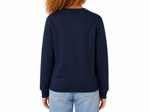 Sweat-shirt à col rond bleu marine pour femme, manches longues, couleur unie, tricot en coton, coupe classique, vêtements d'automne - Product Image 2